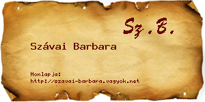 Szávai Barbara névjegykártya